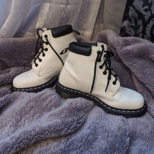 White & Black Dr. Marten Boots